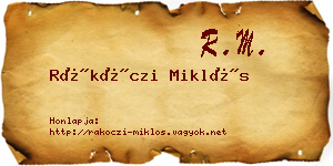 Rákóczi Miklós névjegykártya